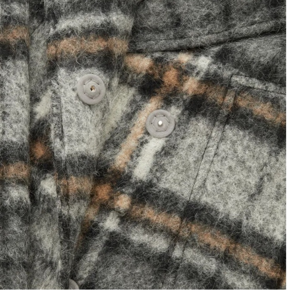 COS Plaid Brushed Mohair Wool Coat Gray Size 6 - Picture 10 of 15